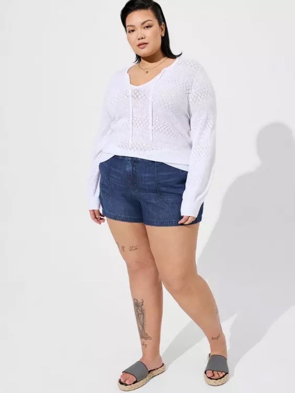 torrid Pointelle Pullover Tie Neck Sweater size 18/20